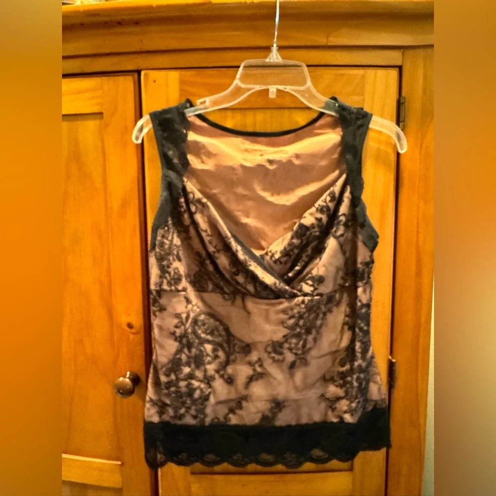 Hillard & Hanson Black & Cinnamon Sleeveless Bustier Style Tank Top - Picture 3 of 13